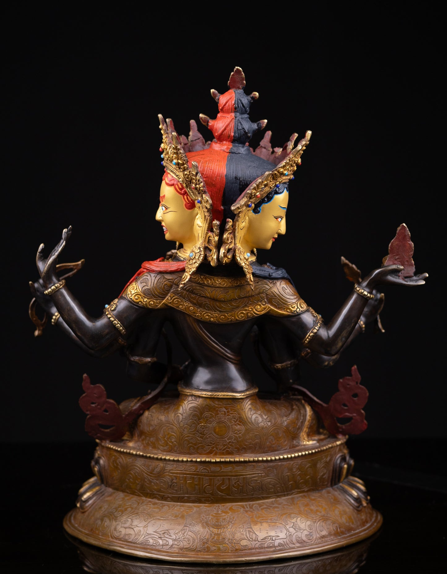24K Gold Face Hand Painting Tibetan Buddhism Namgyal Namgyalma Ushnishavijaya Oxide Copper Statue Sculpture Nepal free