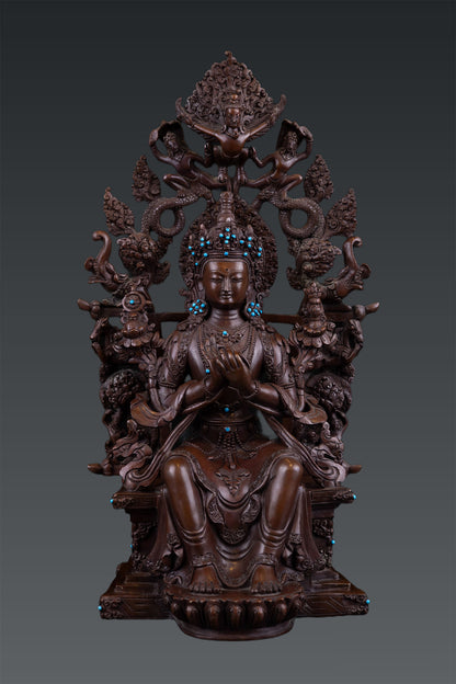 Tibetan Buddhism Handmade Lord Maitreya Buddha Pure Bronze Statue Oxide Figure Nepal free