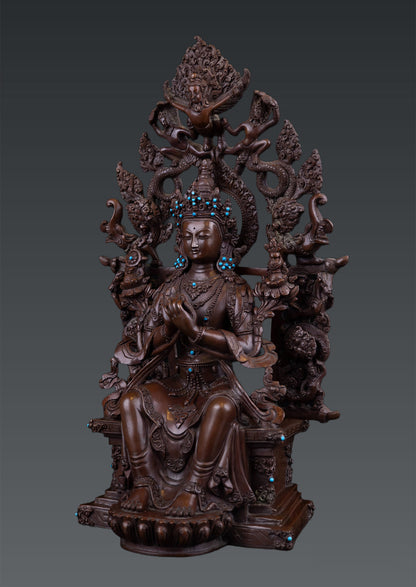 Tibetan Buddhism Handmade Lord Maitreya Buddha Pure Bronze Statue Oxide Figure Nepal free