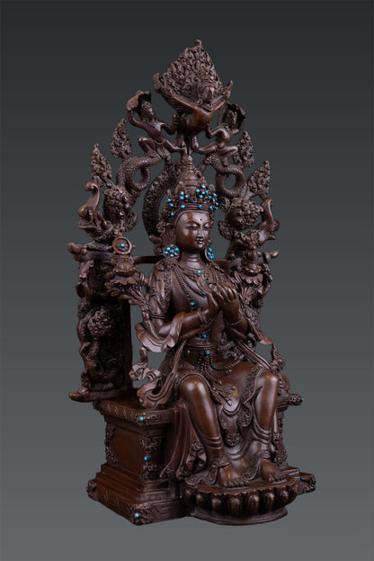 Tibetan Buddhism Handmade Lord Maitreya Buddha Pure Bronze Statue Oxide Figure Nepal free