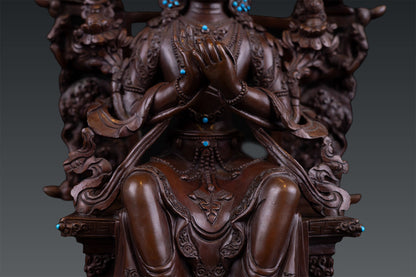 Tibetan Buddhism Handmade Lord Maitreya Buddha Pure Bronze Statue Oxide Figure Nepal free