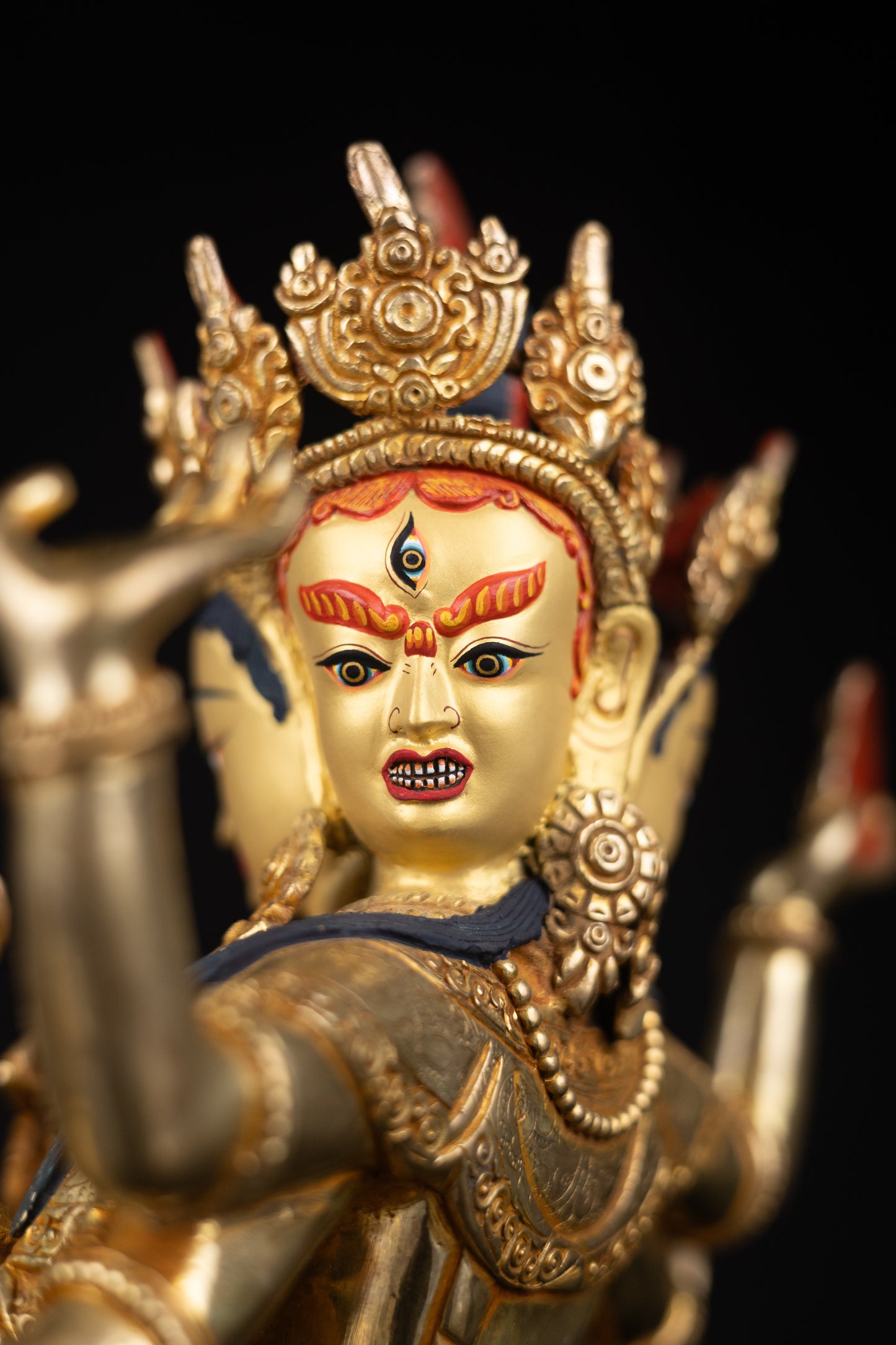 Tibetan Buddhism 24K Gold Face Hand Painting Namgyal Namgyalma Ushnishavijaya Gold Plated Pure Copper Statue Sculpture Nepal free