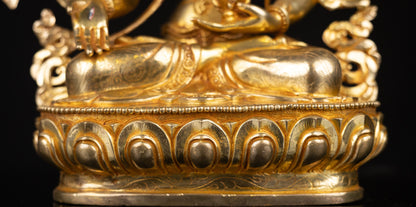 Tibetan Buddhism 24K Gold Face Hand Painting Namgyal Namgyalma Ushnishavijaya Gold Plated Pure Copper Statue Sculpture Nepal free