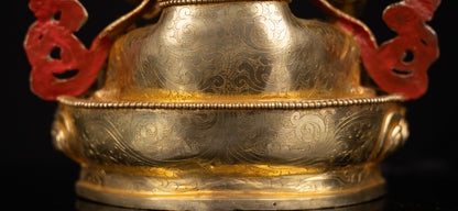 Tibetan Buddhism 24K Gold Face Hand Painting Namgyal Namgyalma Ushnishavijaya Gold Plated Pure Copper Statue Sculpture Nepal free