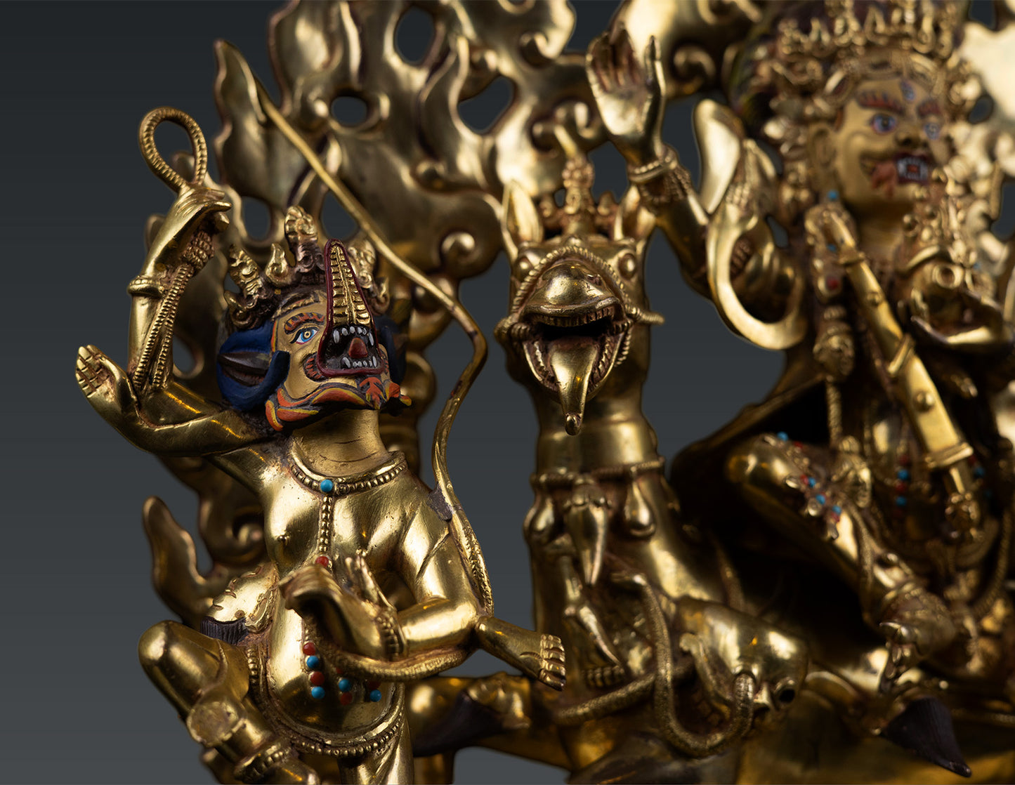 Tibetan Buddhism Lord Palden Lhamo Pure Gold Plated Bronze Copper Statue Figure Nepal free