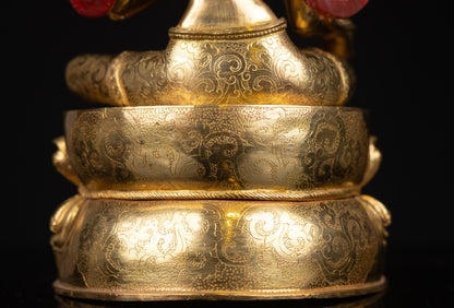 Tibetan Buddhism Gold Face Paint Goddess Green Tara Rupa Dolma Drolma Jongma Gold Plated Copper Statue Sculpture Figure Nepal free