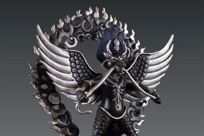 Tibetan Buddhism Handmade Garuda Bantej Eagle Silver Plated Pure Bronze Copper Oxide Statue Figure Nepal free