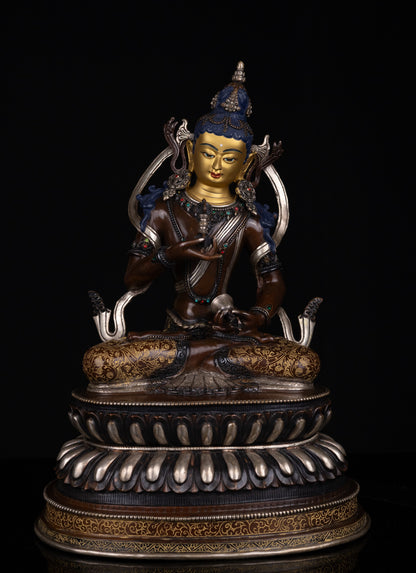 Tibetan Buddhism Gold Face Hand Paint Lord Vajra Sattva Boddhisattva Dorje Sempa Gold Plated Copper Fine Oxide Statue Sculpture Figure Nepal free