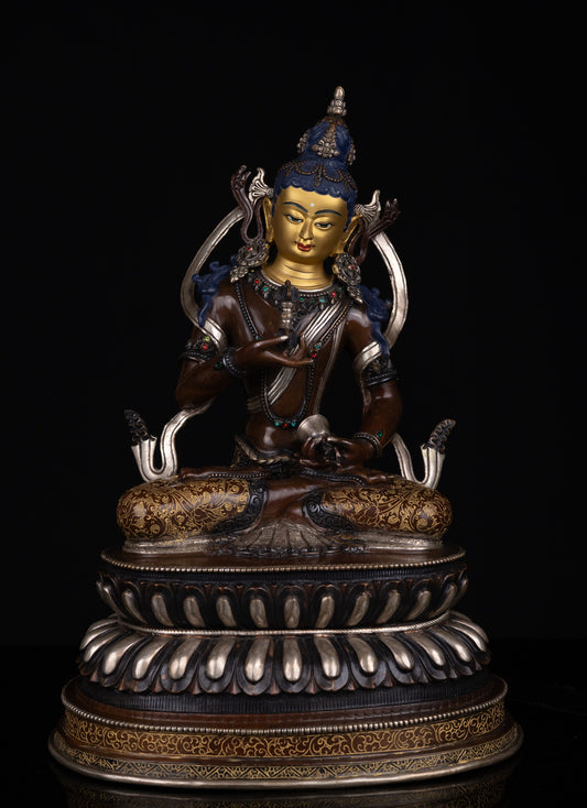 Tibetan Buddhism Gold Face Hand Paint Lord Vajra Sattva Boddhisattva Dorje Sempa Gold Plated Copper Fine Oxide Statue Sculpture Figure Nepal free
