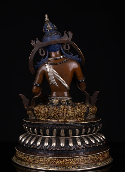 Tibetan Buddhism Gold Face Hand Paint Lord Vajra Sattva Boddhisattva Dorje Sempa Gold Plated Copper Fine Oxide Statue Sculpture Figure Nepal free