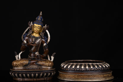 Tibetan Buddhism Gold Face Hand Paint Lord Vajra Sattva Boddhisattva Dorje Sempa Gold Plated Copper Fine Oxide Statue Sculpture Figure Nepal free
