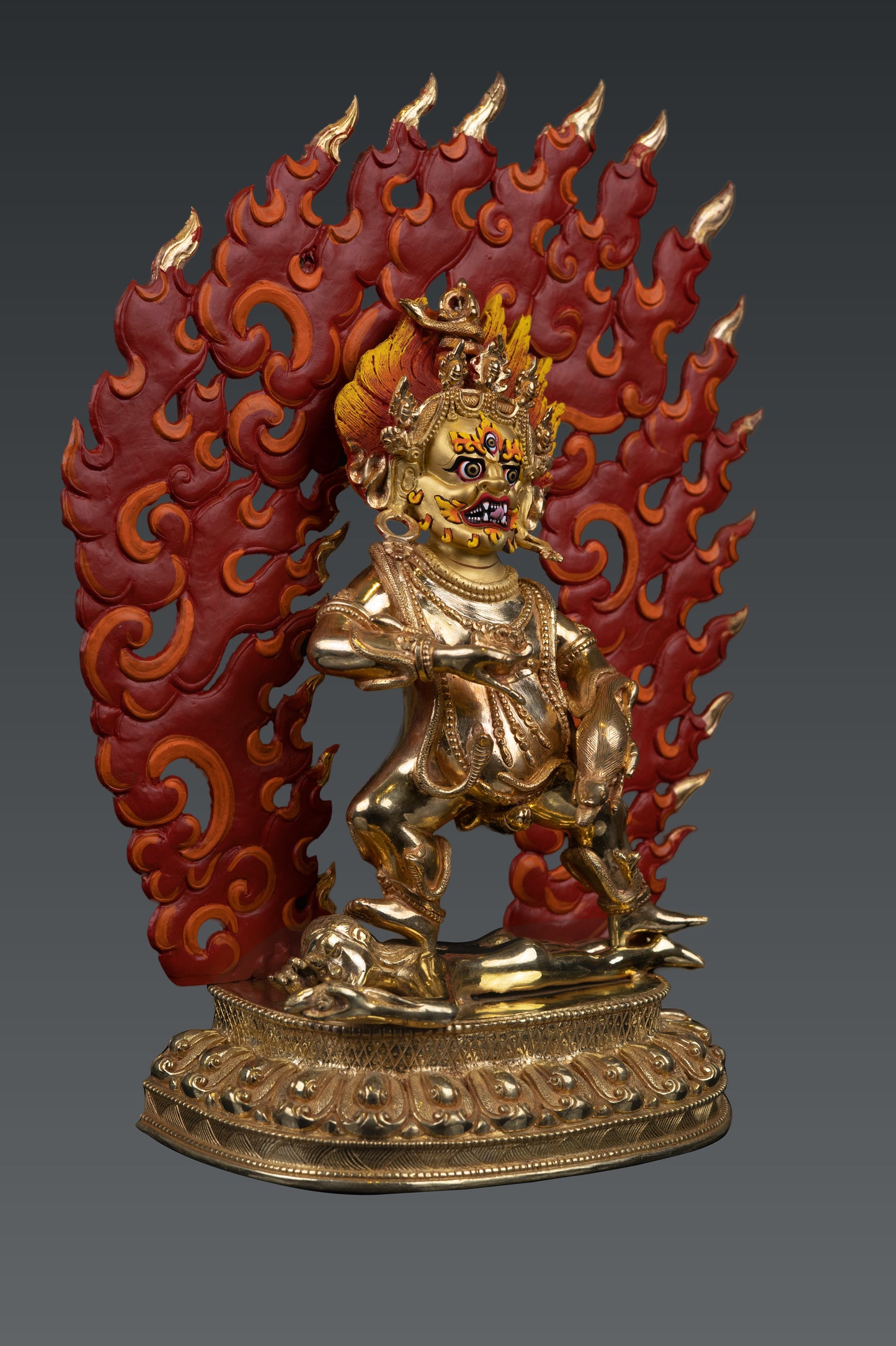 Tibetan Buddhism 24K Gold Face Wrathful God Yamantaka Gold Plated Pure Copper Statue Sculpture Nepal free