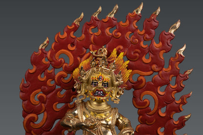 Tibetan Buddhism 24K Gold Face Wrathful God Yamantaka Gold Plated Pure Copper Statue Sculpture Nepal free