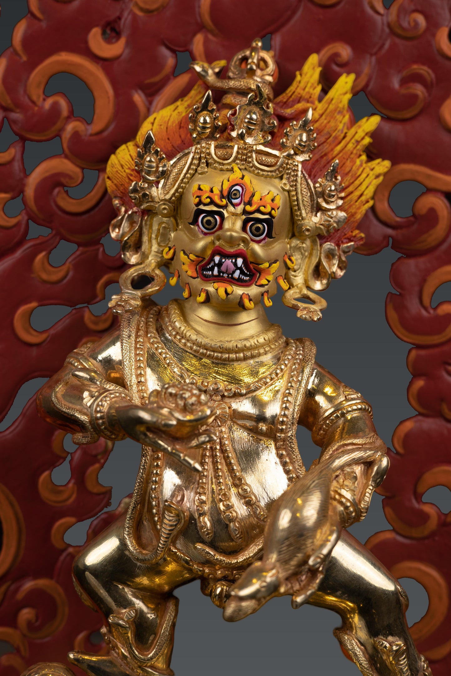 Tibetan Buddhism 24K Gold Face Wrathful God Yamantaka Gold Plated Pure Copper Statue Sculpture Nepal free