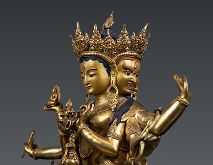 24K Gold Face Hand Painting Masterpiece Buddhism Namgyalma Ushnishavijaya Gold Plated Pure Copper Statue Sculpture Nepal free