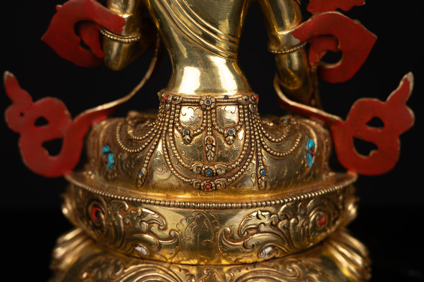 Tibetan Buddhism Gold Face Goddess White Tara Rupa Dolma Gold Plated Turquoise Stone Copper Statue Sculpture Figure Nepal free
