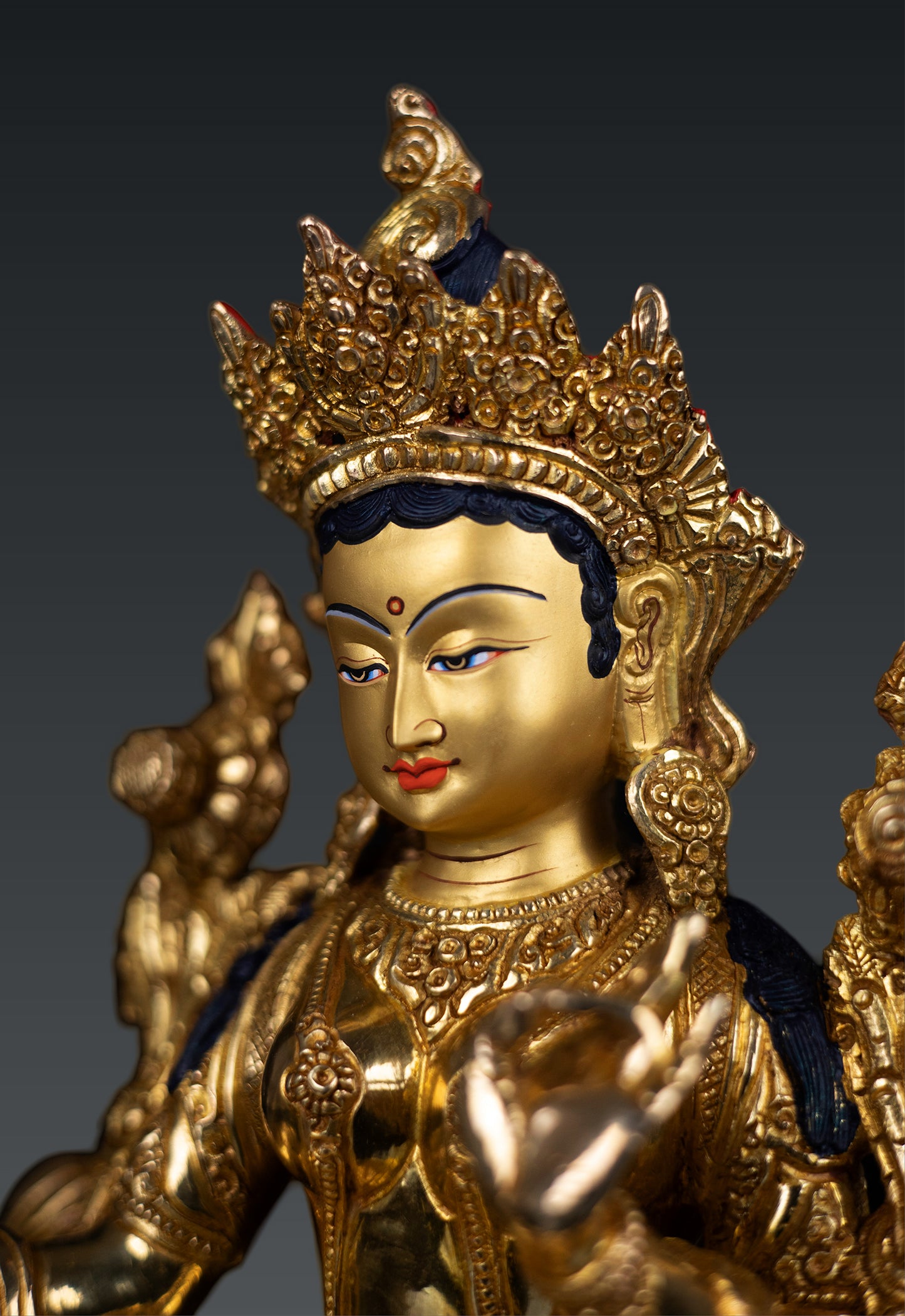 Tibetan Buddhism Goddess Green Tara Rupa 24K Gold Plated Copper Statue Sculpture Nepal free