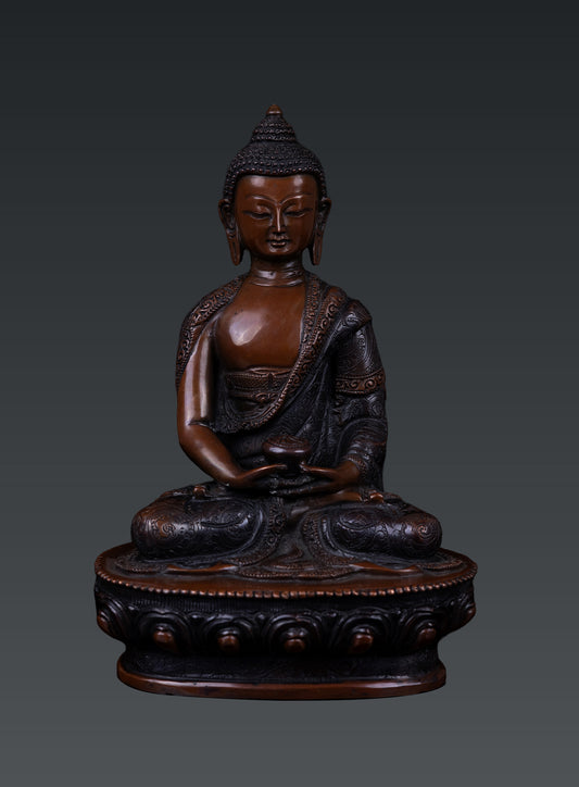 Tibetan Buddhism Lord Amitabha Buddha Oxide Body Pure Copper Hand Craved Statue Figure Sculpture Nepal free