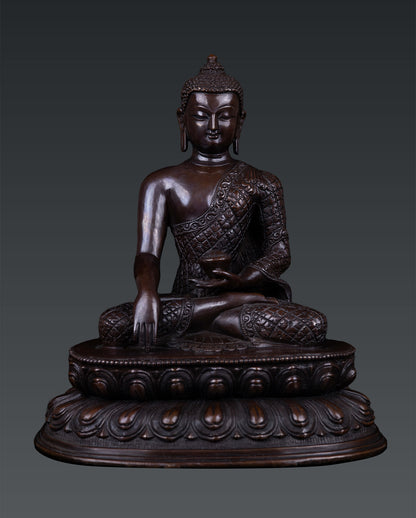 Buddhism Hand Craved Lord Shakyamuni Buddha Pure Copper Oxide Statue Sculpture Nepal free