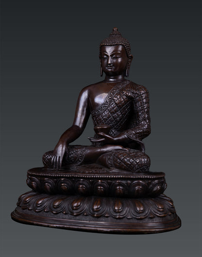 Buddhism Hand Craved Lord Shakyamuni Buddha Pure Copper Oxide Statue Sculpture Nepal free