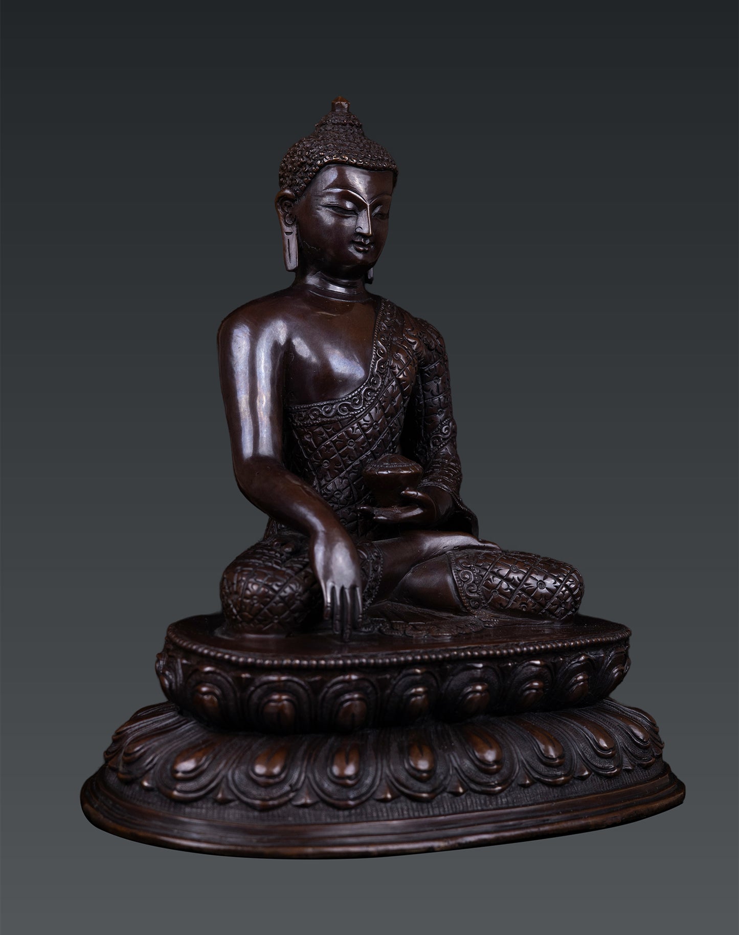 Buddhism Hand Craved Lord Shakyamuni Buddha Pure Copper Oxide Statue Sculpture Nepal free