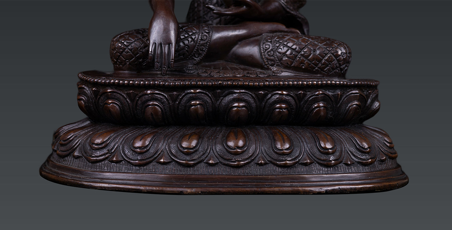 Buddhism Hand Craved Lord Shakyamuni Buddha Pure Copper Oxide Statue Sculpture Nepal free