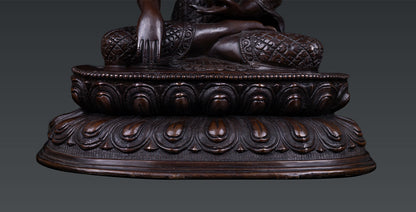 Buddhism Hand Craved Lord Shakyamuni Buddha Pure Copper Oxide Statue Sculpture Nepal free