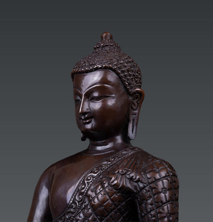 Buddhism Hand Craved Lord Shakyamuni Buddha Pure Copper Oxide Statue Sculpture Nepal free