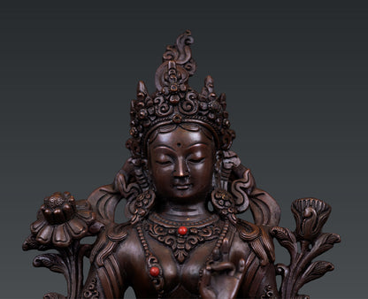 Tibetan Buddhism Goddess Green Tara Rupa Rare Copper Oxide Statue Sculpture Nepal free