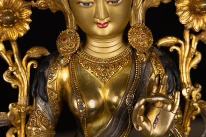 Tibetan Buddhism Gold Face Goddess White Tara Rupa Dolma Gold Plated Copper Statue Sculpture Figure Nepal free