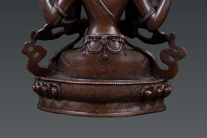 Tibetan Buddhism Lord Chenrezig Khacheri Pure Bronze Oxide Copper Statue Sculpture Nepal free