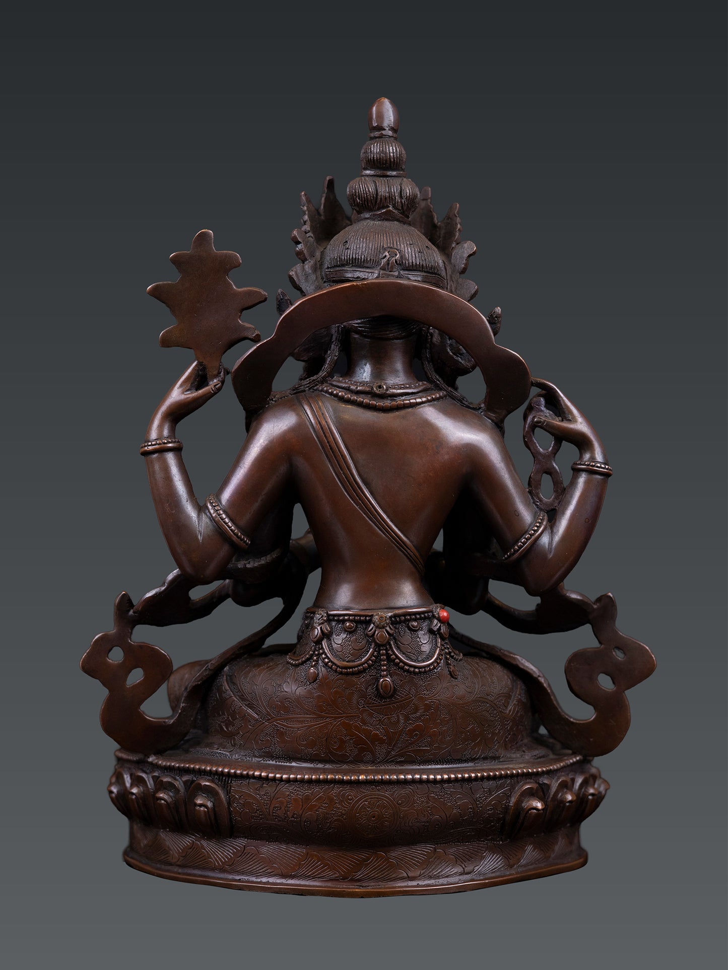 Tibetan Buddhism Lord Chenrezig Khacheri Pure Bronze Oxide Copper Statue Sculpture Nepal free