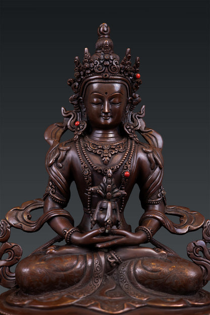 Tibetan Buddhism Aparmita Amitayus Buddha Pure Bronze Oxide Statue Sculpture Nepal free