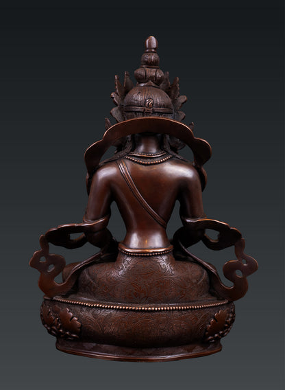 Tibetan Buddhism Aparmita Amitayus Buddha Pure Bronze Oxide Statue Sculpture Nepal free