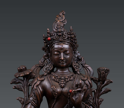 Tibetan Buddhism Goddess White Tara Rupa Pure Bronze Oxide Statue Sculpture Nepal free