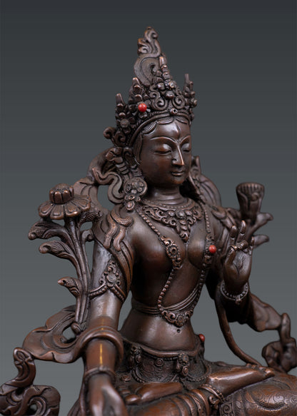 Tibetan Buddhism Goddess White Tara Rupa Pure Bronze Oxide Statue Sculpture Nepal free