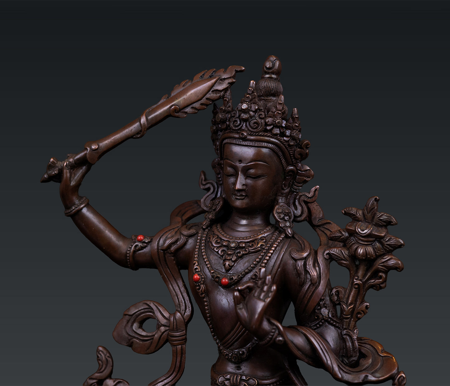 Buddhism Tibetan Lord Maha Manjushree Manjusri Pure Bronze Copper Sculpture Nepal free