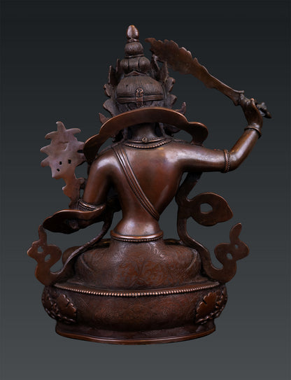 Buddhism Tibetan Lord Maha Manjushree Manjusri Pure Bronze Copper Sculpture Nepal free