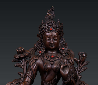 Buddhism Tibetan Goddess White Tara Rupa Pure Bronze Oxide Statue Sculpture Nepal free