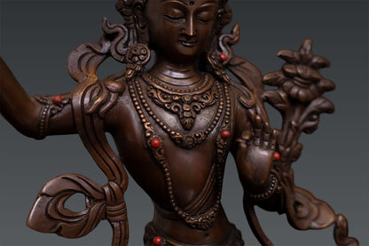 Tibetan Buddhism Lord Maha Manjushree Manjusri Pure Bronze Oxide Statue Sculpture Nepal free