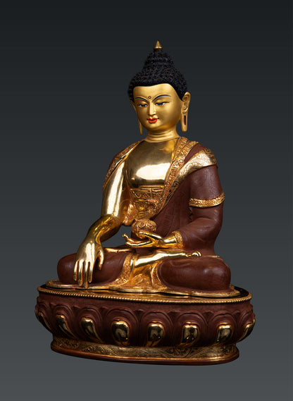 Buddhism Lord Shakyamuni Buddha 24K Gold Plated Pure Bronze Statue Sculpture Nepal free