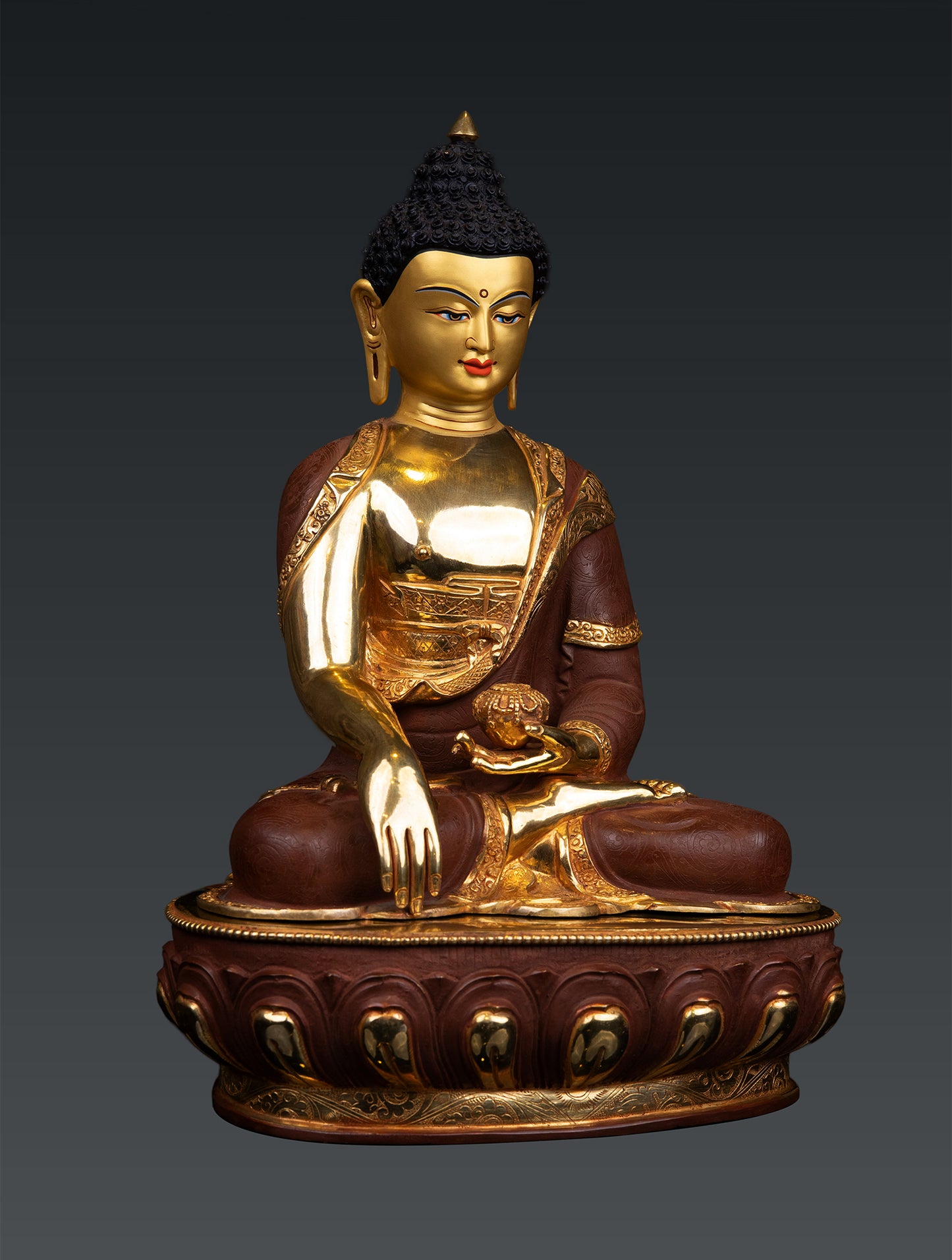 Buddhism Lord Shakyamuni Buddha 24K Gold Plated Pure Bronze Statue Sculpture Nepal free