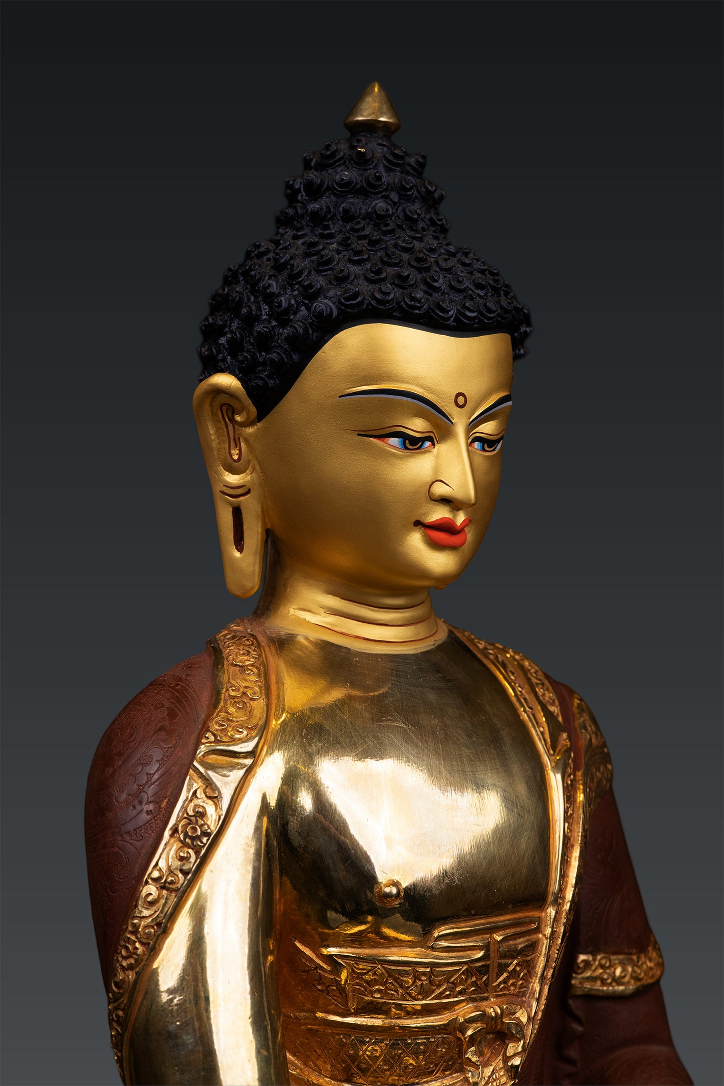 Buddhism Lord Shakyamuni Buddha 24K Gold Plated Pure Bronze Statue Sculpture Nepal free