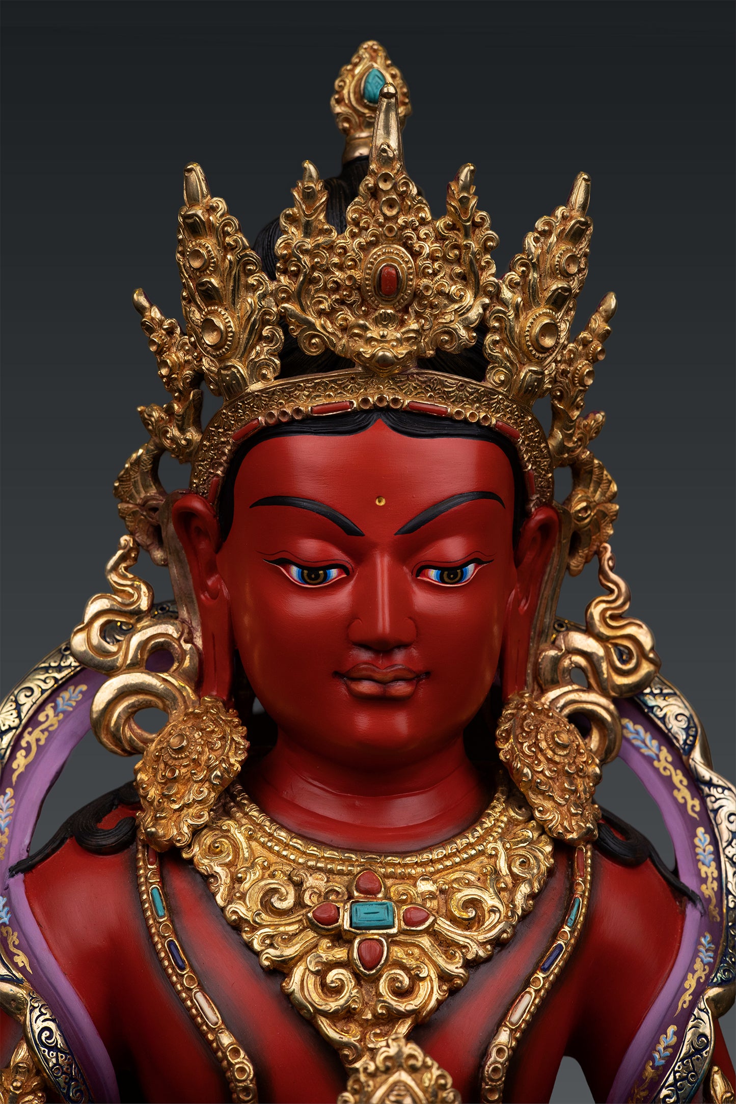 Unique Tibetan Buddhism Lord Aparamita Amitayus Buddha Pure Bronze Hand Paint Statue Sculpture Nepal free