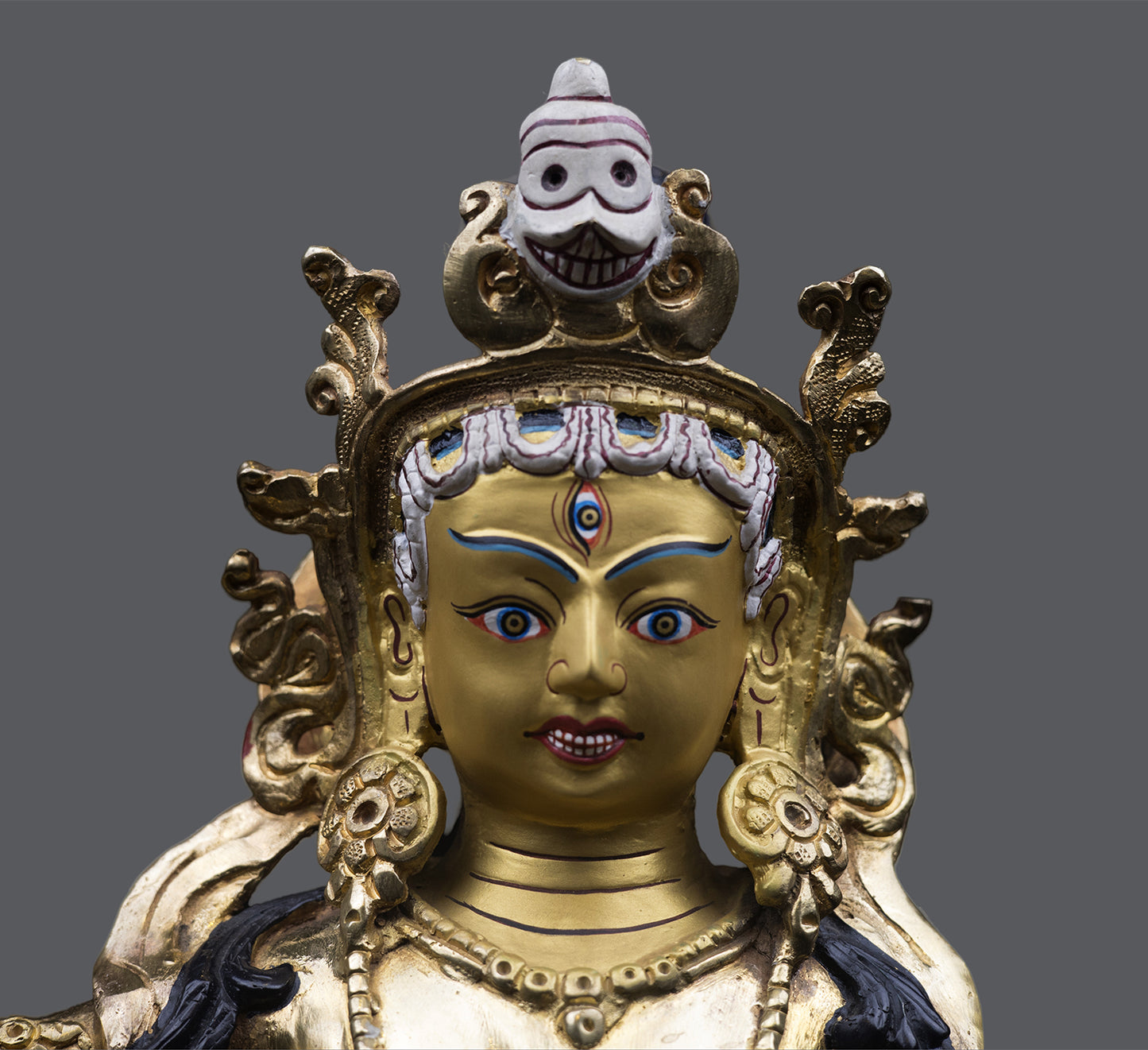 Tibetan Buddhism Goddess Mother Sherab Chamma Gold Face Paint Copper Sculpture Statue Figure Nepal free