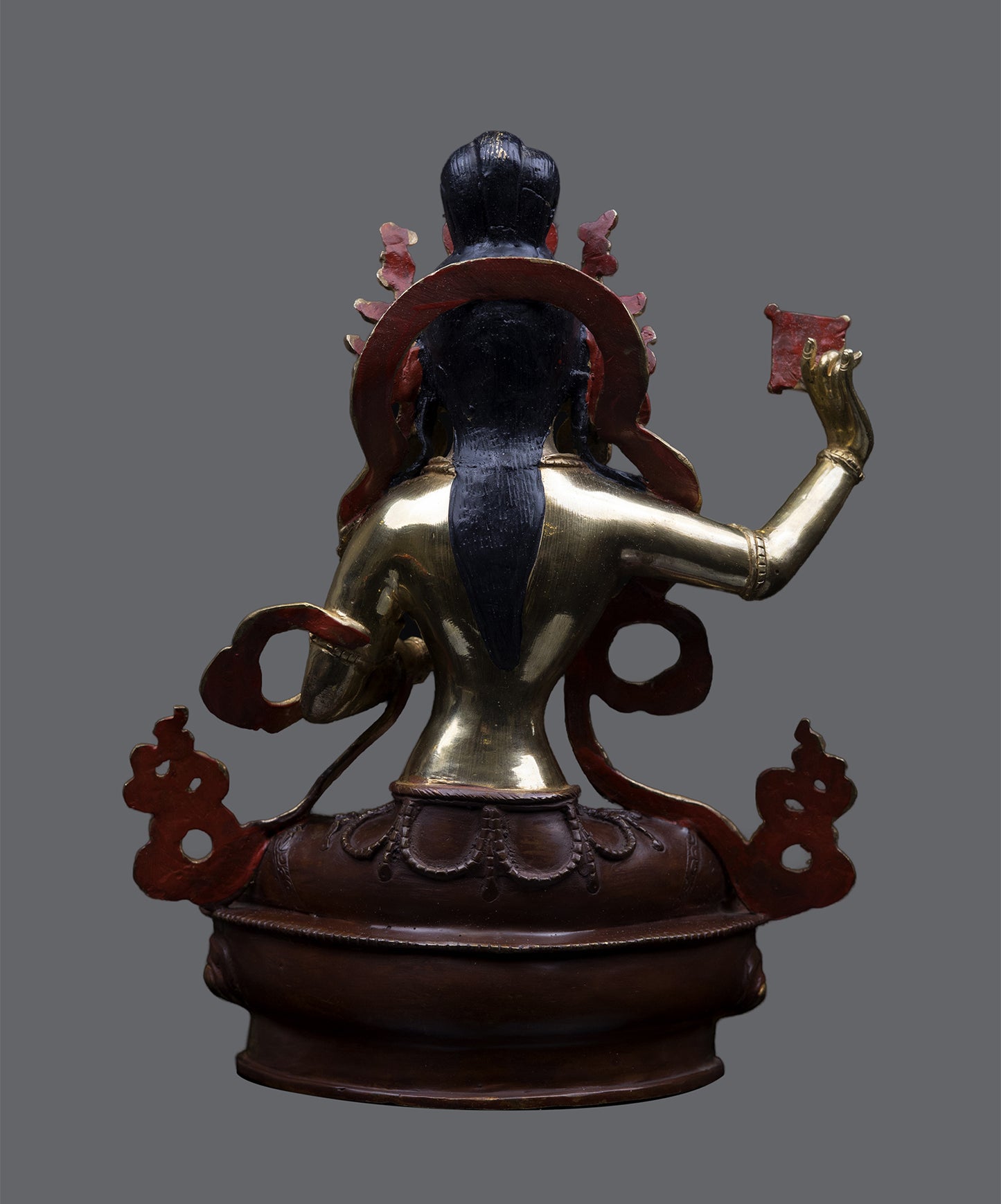 Tibetan Buddhism Goddess Mother Sherab Chamma Gold Face Paint Copper Sculpture Statue Figure Nepal free