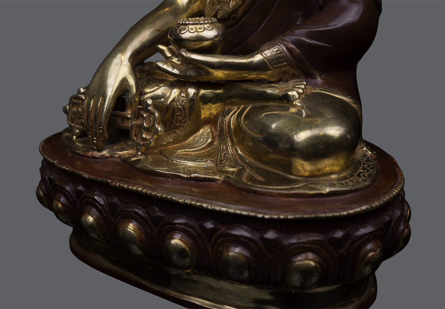 Tibetan Buddhism 24K Gold Face Tonpa Shenrab Buddha Hand Craved Copper Statue Sculpture free