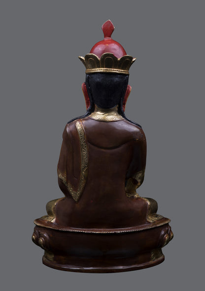 Tibetan Buddhism 24K Gold Face Tonpa Shenrab Buddha Hand Craved Copper Statue Sculpture free