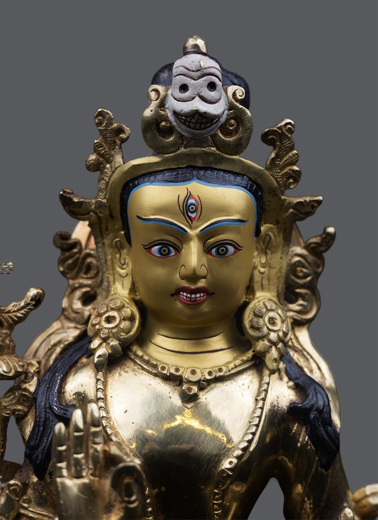 Tibetan Buddhism 24K Gold Face Sherab Chamma Hand Craved Copper Statue Sculpture Figure Nepal free