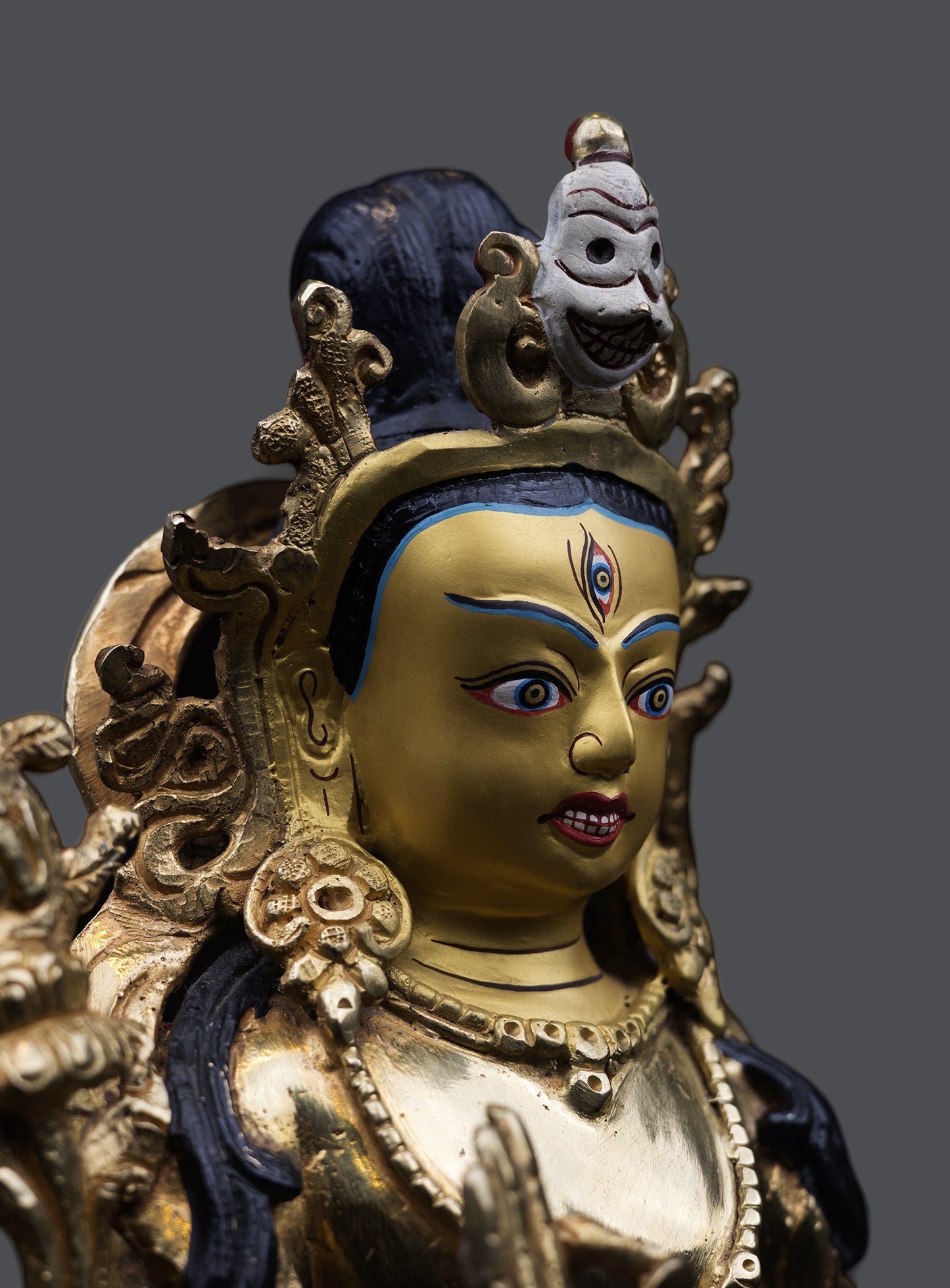 Tibetan Buddhism 24K Gold Face Sherab Chamma Hand Craved Copper Statue Sculpture Figure Nepal free